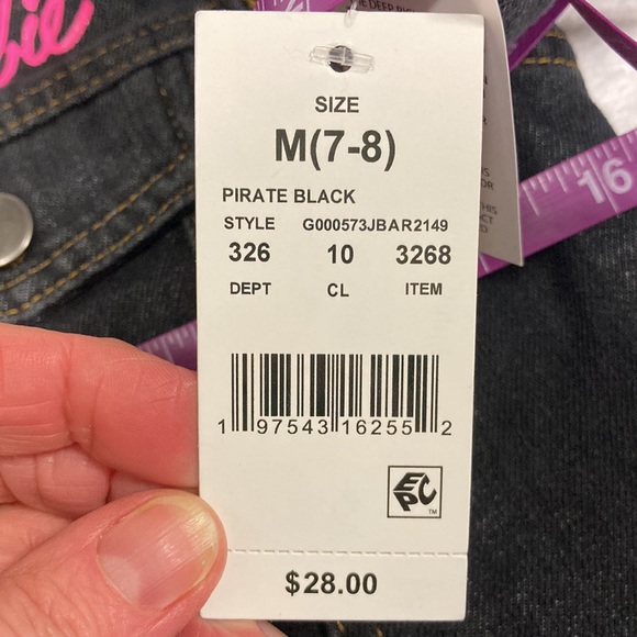 NWT Mattel Barbie denim jean jacket, button up bright pink graphics med 6/7 - Picture 8 of 11